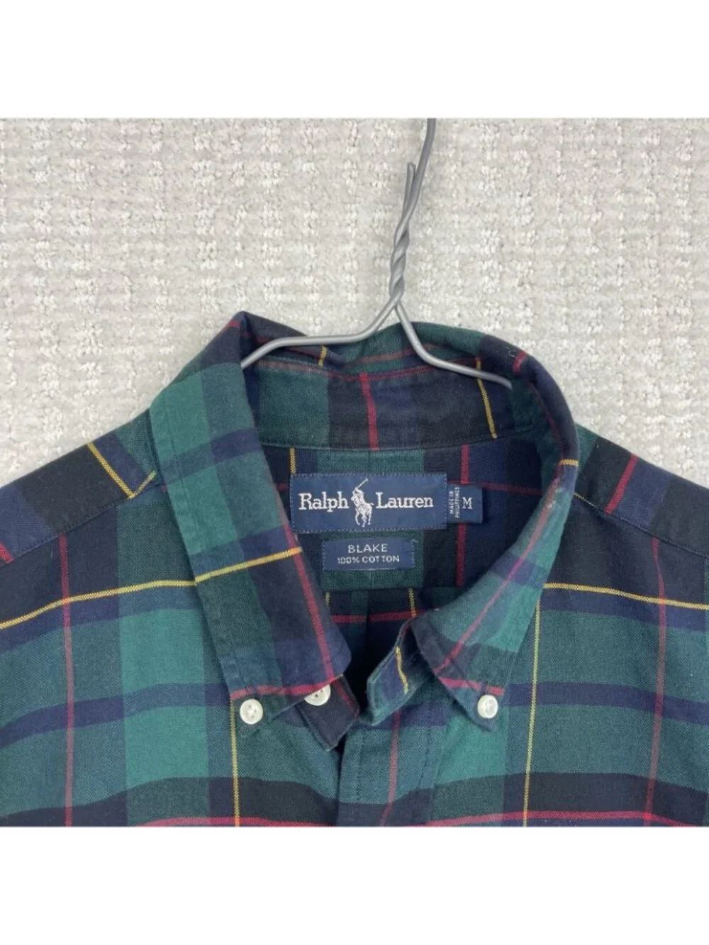VTG Polo Ralph Lauren Blake Dress Plaid Shirt Terriers Dogs Embroidery Men Sz M - Picture 5 of 11